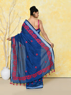 Piyari Fashion Women's Royal Blue Exclusive Applique Saree With Blouse Piece - Distacart