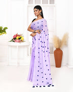 Piyari Fashion Women's Light Lavender Exclusive Embroidery Saree - Distacart