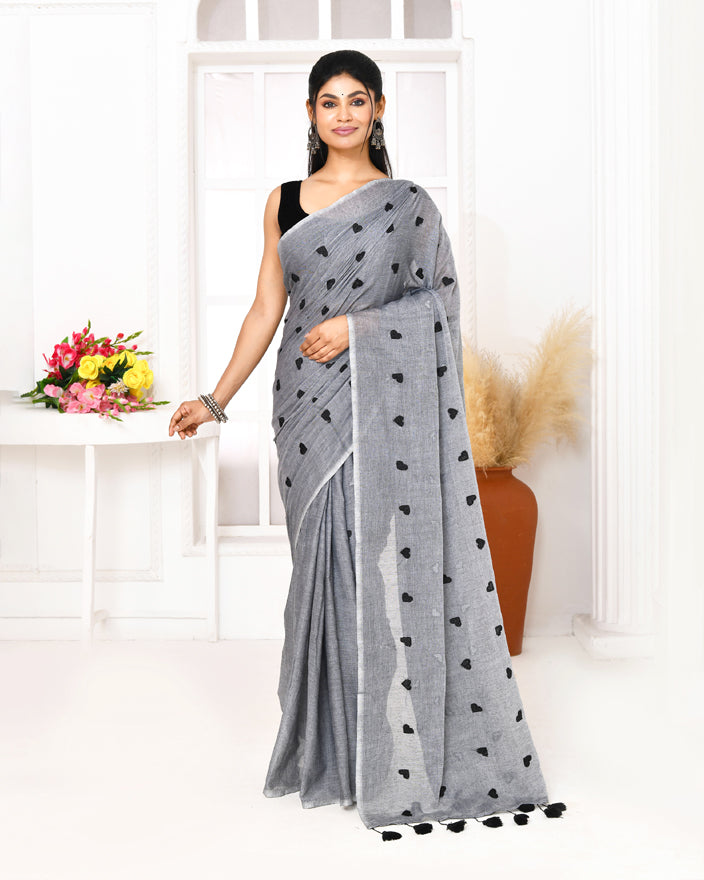 Piyari Fashion Women's Grey Exclusive Embroidery Saree - Distacart