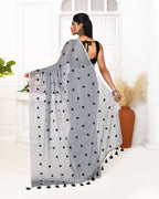 Piyari Fashion Women's Grey Exclusive Embroidery Saree - Distacart