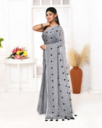 Piyari Fashion Women's Grey Exclusive Embroidery Saree - Distacart