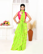 Piyari Fashion Women's Lemon Green Exclusive Embroidery Saree - Distacart