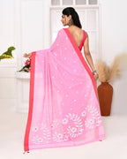 Piyari Fashion Women's Pink Cotton Handloom Jamdani Saree With Blouse - Distacart