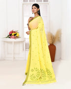 Piyari Fashion Women's Light Lemon Yellow Cotton Handloom Jamdani Saree With Blouse - Distacart