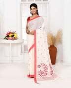 Piyari Fashion Women's White Cotton Handloom Jamdani Saree With Blouse - Distacart