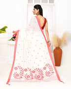 Piyari Fashion Women's White Cotton Handloom Jamdani Saree With Blouse - Distacart