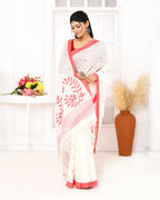 Piyari Fashion Women's White Cotton Handloom Jamdani Saree With Blouse - Distacart