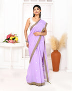 Piyari Fashion Women's Lavender Cotton Handloom Jamdani Saree With Blouse - Distacart