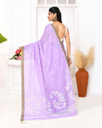 Piyari Fashion Women's Lavender Cotton Handloom Jamdani Saree With Blouse - Distacart