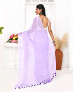 Piyari Fashion Lavender Mulmul Cotton Saree With Tassels - Distacart