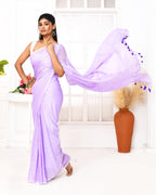 Piyari Fashion Lavender Mulmul Cotton Saree With Tassels - Distacart