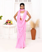 Piyari Fashion Pink Mulmul Cotton Saree With Tassels - Distacart