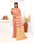 Piyari Fashion Women's Red Tangerine Cotton Handloom Jamdani Saree With Blouse - Distacart