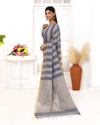 Piyari Fashion Women's Grey Cotton Handloom Jamdani Saree With Blouse - Distacart