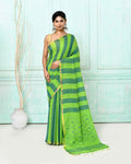 Piyari Fashion Women's Green Cotton Handloom Jamdani Saree With Blouse - Distacart