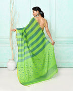 Piyari Fashion Women's Green Cotton Handloom Jamdani Saree With Blouse - Distacart