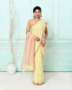 Piyari Fashion Women's Cream Cotton Handloom Jamdani Saree With Blouse - Distacart