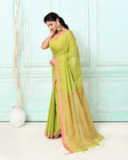 Piyari Fashion Women's Olive Cotton Handloom Jamdani Saree With Blouse - Distacart