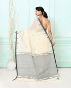 Piyari Fashion Women's Off White Cotton Handloom Jamdani Saree With Blouse - Distacart