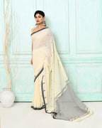 Piyari Fashion Women's Off White Cotton Handloom Jamdani Saree With Blouse - Distacart