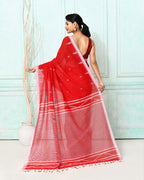 Piyari Fashion Women's Red Cotton Handloom Jamdani Saree With Blouse - Distacart