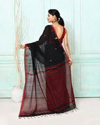 Piyari Fashion Women's Black Cotton Handloom Jamdani Saree With Blouse - Distacart