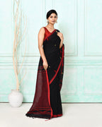 Piyari Fashion Women's Black Cotton Handloom Jamdani Saree With Blouse - Distacart