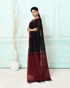 Piyari Fashion Women's Black Cotton Handloom Jamdani Saree With Blouse - Distacart