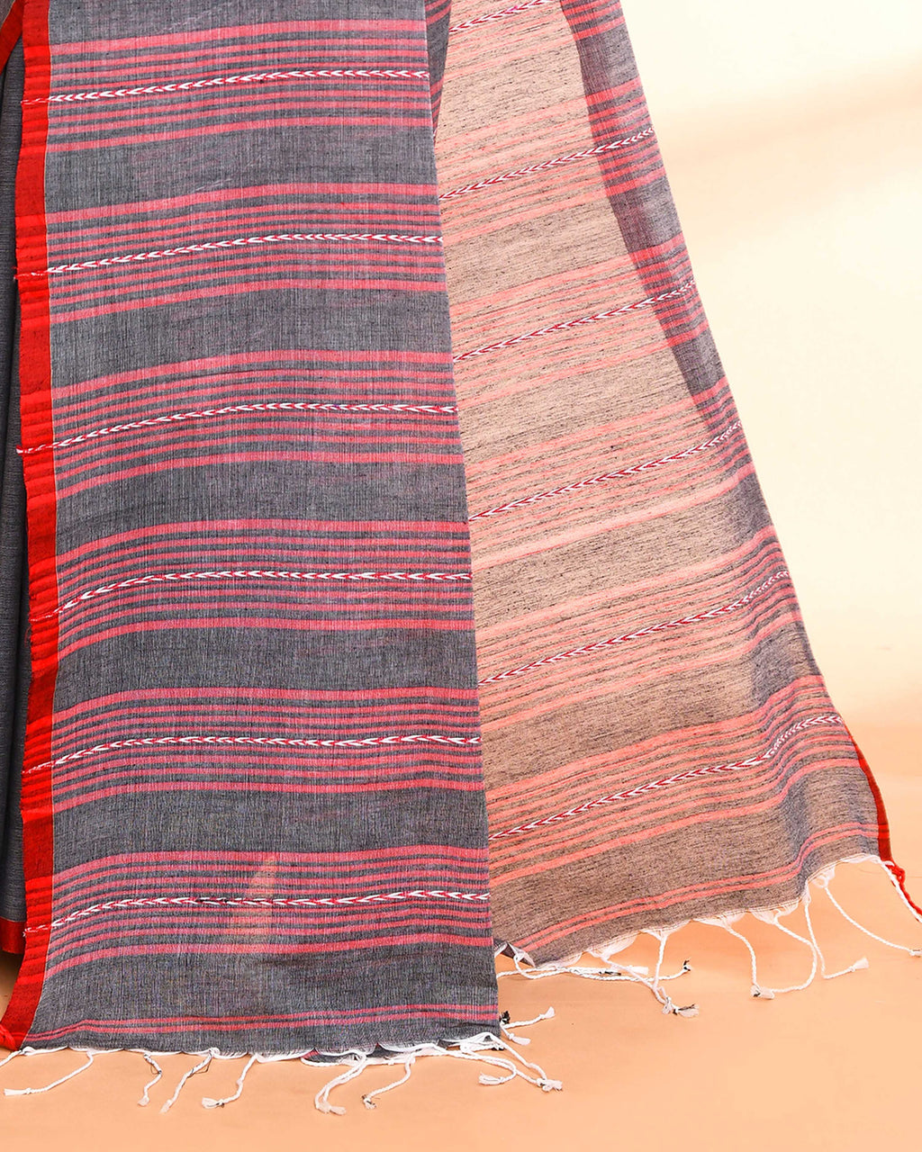 Piyari Fashion Women`s Grey Hand Work Cotton Saree With Blouse - Distacart