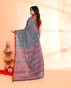 Piyari Fashion Women`s Grey Hand Work Cotton Saree With Blouse - Distacart