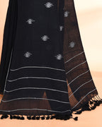 Piyari Fashion Women`s Black Hand Work Cotton Jamdani Saree With Blouse - Distacart