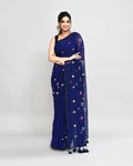 Piyari Fashion Women's Blue Exclusive Embroidery Saree With Tassels - Distacart