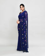 Piyari Fashion Women's Blue Exclusive Embroidery Saree With Tassels - Distacart