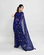 Piyari Fashion Women's Blue Exclusive Embroidery Saree With Tassels - Distacart