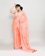 Piyari Fashion Women's Salmon Exclusive Embroidery Saree With Tassels - Distacart