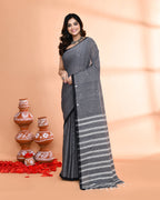 Piyari Fashion Women`s Grey Hand Work Cotton Saree With Blouse - Distacart