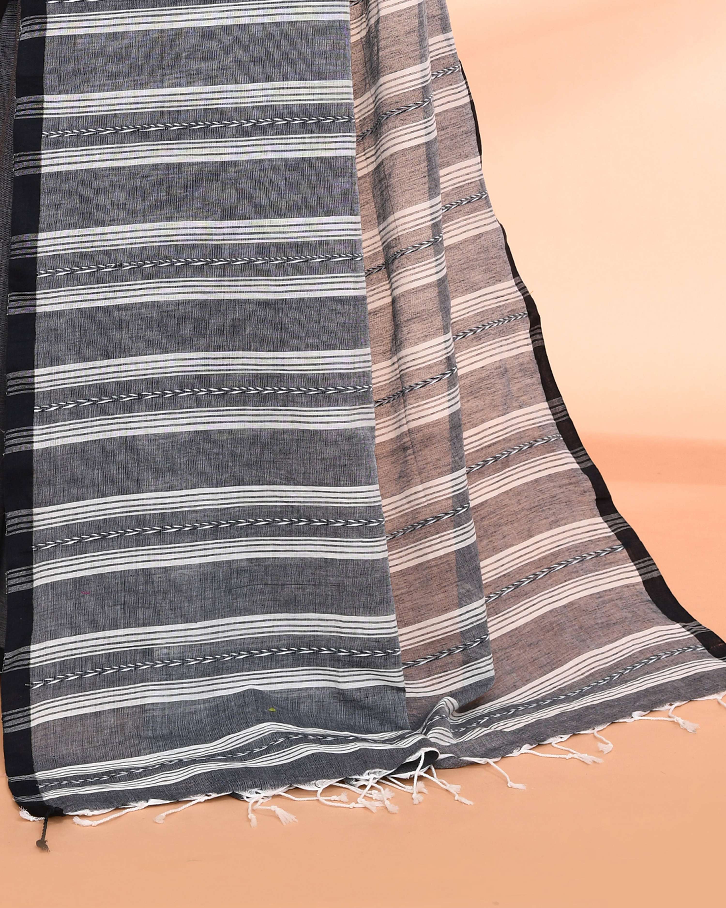 Piyari Fashion Women`s Grey Hand Work Cotton Saree With Blouse - Distacart
