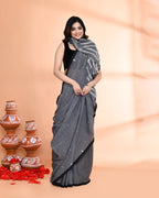 Piyari Fashion Women`s Grey Hand Work Cotton Saree With Blouse - Distacart