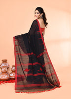 Piyari Fashion Women`s Black Mul Cotton Handloom Jamdani Saree With Blouse - Distacart