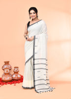 Piyari Fashion Women`s Off White Mul Cotton Handloom Jamdani Saree With Blouse - Distacart