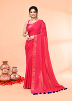 Piyari Fashion Women`s Cotton Handloom Pink Sequin Saree With Blouse - Distacart