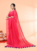Piyari Fashion Women`s Cotton Handloom Pink Sequin Saree With Blouse - Distacart