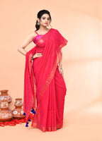 Piyari Fashion Women`s Cotton Handloom Pink Sequin Saree With Blouse - Distacart