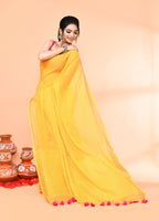 Piyari Fashion Women`s Cotton Handloom Yellow Sequin Saree With Blouse - Distacart