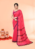 Piyari Fashion Women`s Pink Mul Cotton Handloom Jamdani Saree With Blouse - Distacart
