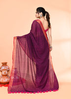 Piyari Fashion Women`s Cotton Handloom Magenta Sequin Saree With Blouse - Distacart