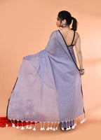 Piyari Fashion Grey Mulmul Cotton Saree With Tassels - Distacart