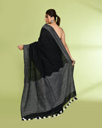 Piyari Fashion Women's Black Embellished Sequined Cotton Saree - Distacart