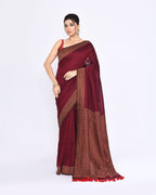 Piyari Fashion Women's Maroon Embellished Sequined Cotton Saree - Distacart