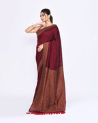 Piyari Fashion Women's Maroon Embellished Sequined Cotton Saree - Distacart